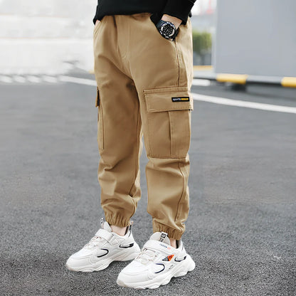 Boys' summer cotton overalls in army green, size 140cm with 75cm length and 24cm waist for casual play