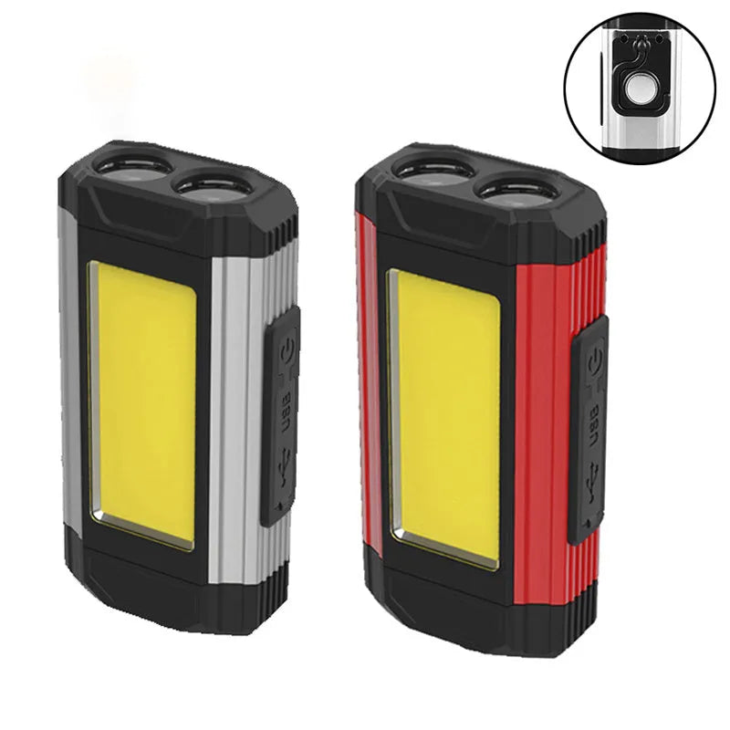 LED COB working repair light USB rechargeable 360 rotation 10W ABS folding model red