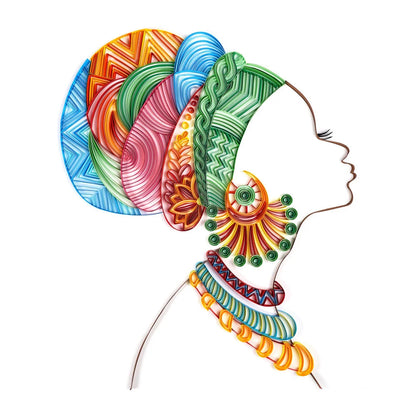 Handmade quilted paper painting craft kit with tools and variety of designs