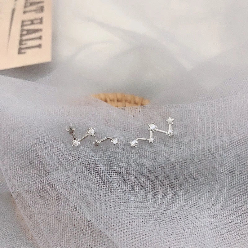 Geometric frosty stud earrings in gold and silver, modern design for women