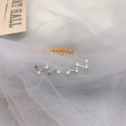 Geometric frosty stud earrings in gold and silver, modern design for women