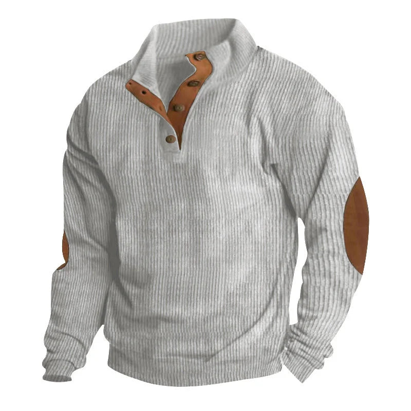 Corduroy casual stand collar long-sleeved sweater in various colours