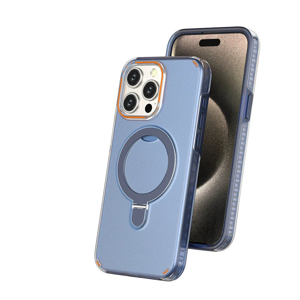 Sleek and functional magnetic wireless charging phone case with kickstand for iPhone in various colors