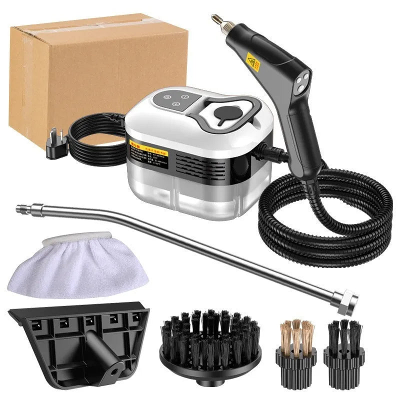 Small kitchen steam cleaner with mechanical controls in black and white colour variant