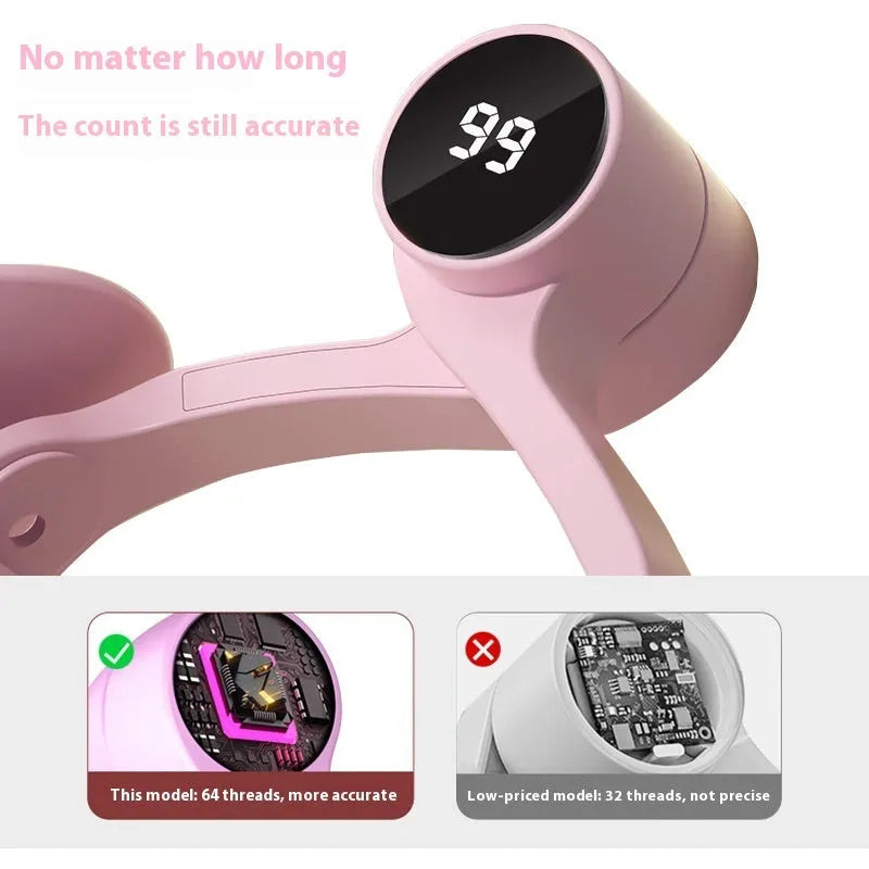 Pink pelvic floor muscle trainer with three resistance settings for postpartum recovery exercises