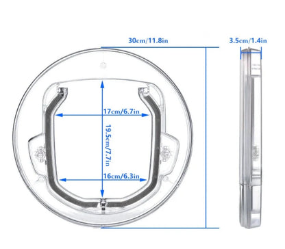 Round transparent pet door for cats and small dogs with 4-way lock