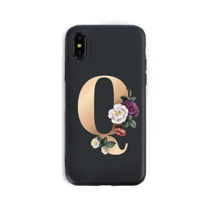 Alphabet silicone phone case showing individual letter design with TPU construction for iPhone protection