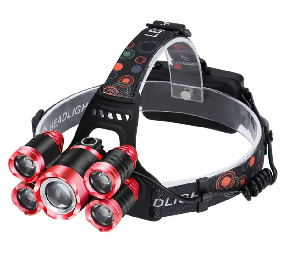 High-power five-head aircraft light with aluminium alloy housing, gold finish, five LED lamps