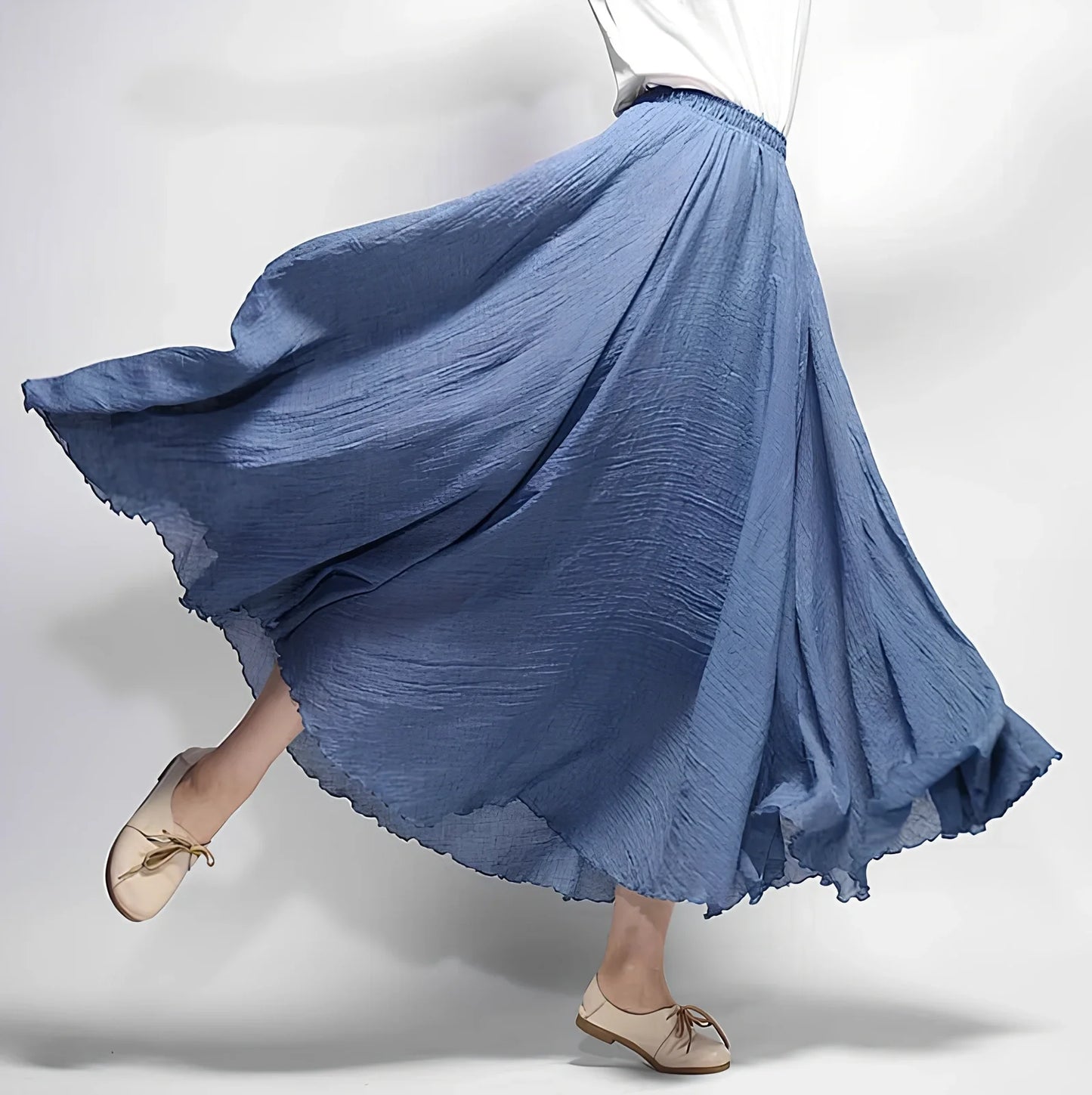 Women's cotton-linen blend A-line summer skirt with big pendulum design in various colours