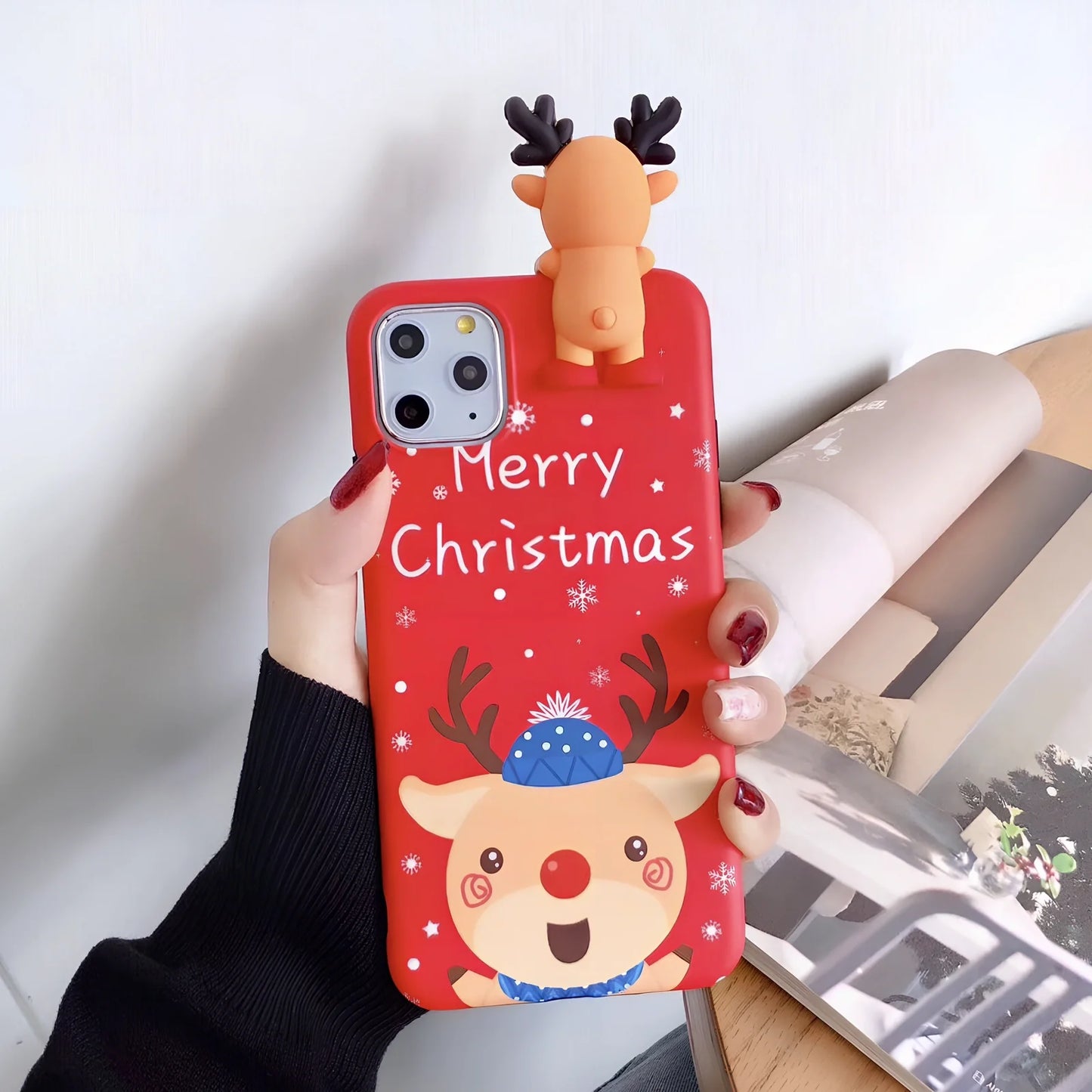 Christmas-themed silicone phone case with festive designs and 2mm protective thickness