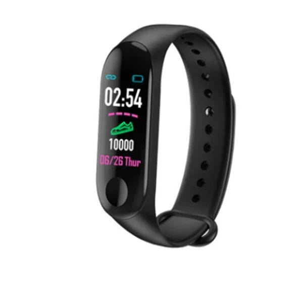 A stylish smart activity tracker bracelet with features like heart rate monitoring, sleep tracking, and vibrating alarms.