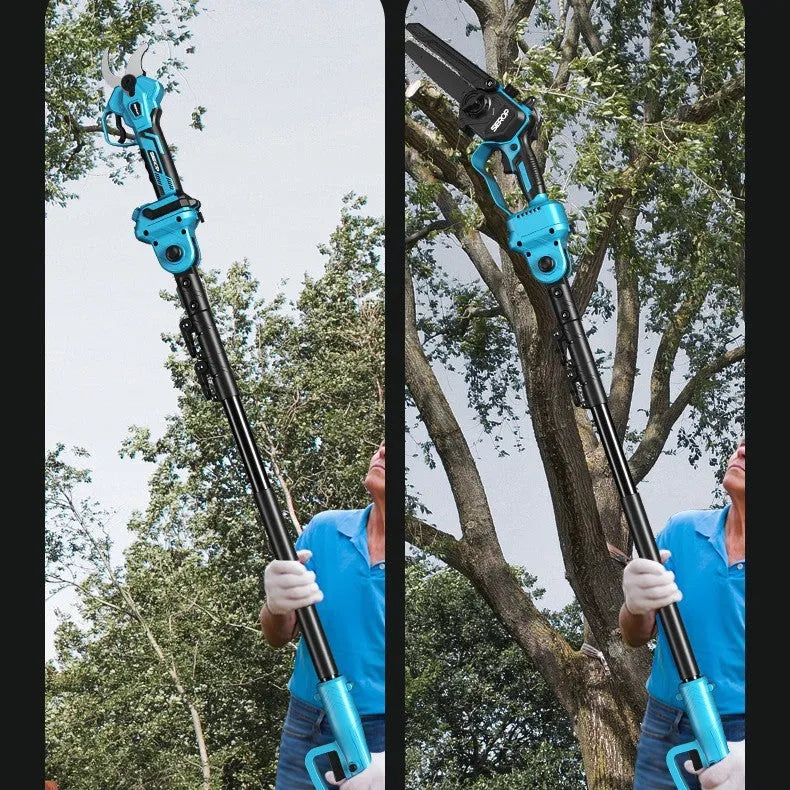 Electric pruning knife brushless saw with 2.5m high branch rod, SK5 blade, and two batteries