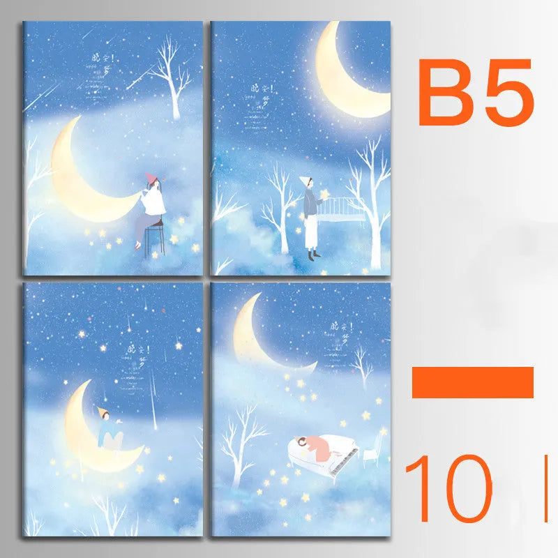 Set of 10 thread-bound A5 notebooks with kraft paper covers showing bear and sakura designs