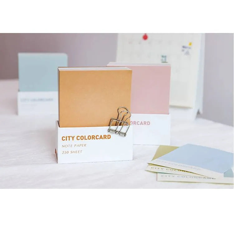 Four city colour themed memo note papers in rectangle 75x95mm format with OPP bag packaging