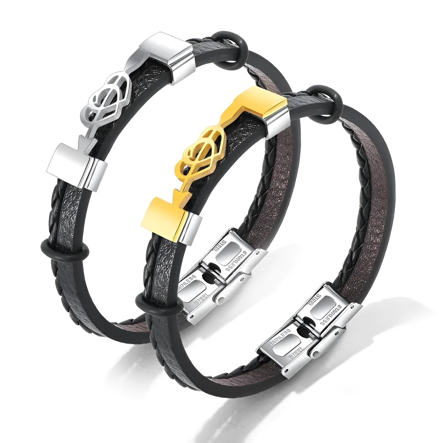 Stainless steel heart bracelet with cubic zirconia stones in a link chain style, available in multiple colours