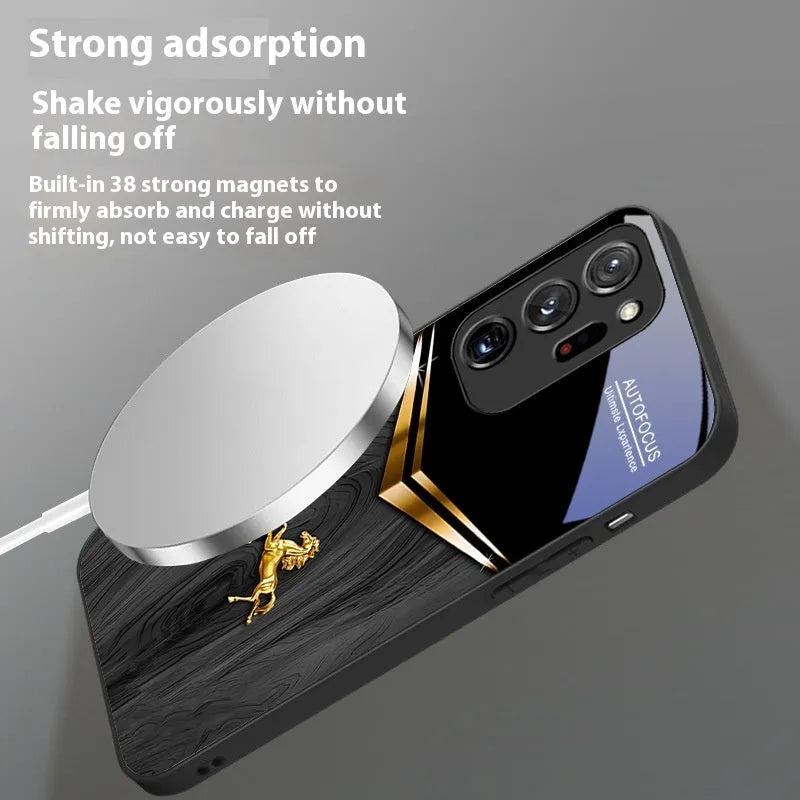 Metal phone case for Samsung with magnetic element, sprayed finish, in black colour