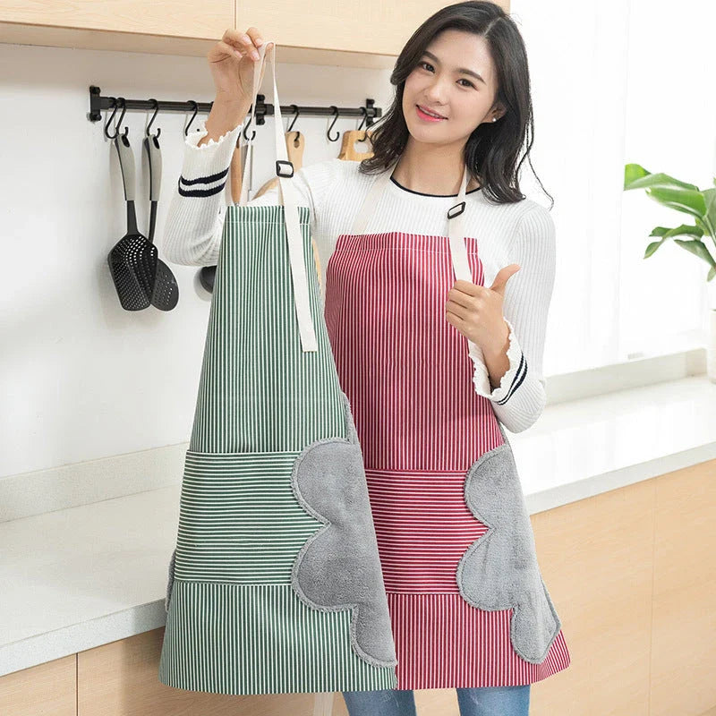 Versatile Oxford cloth apron with absorbent towel pockets, adjustable neck strap, and generous back ties - perfect for cooking, gardening, and grilling