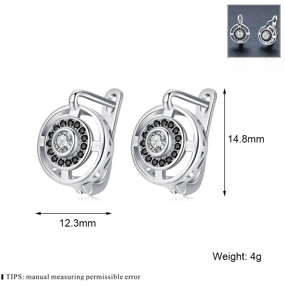 Black copper earrings studded with zircon for women, elegant and durable