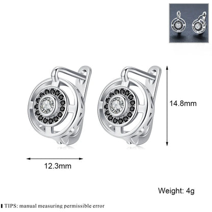 Black copper earrings studded with zircon for women, elegant and durable