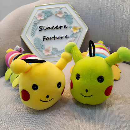 28cm green caterpillar sound toy with molar plush texture for dogs and cats, noil cloth exterior