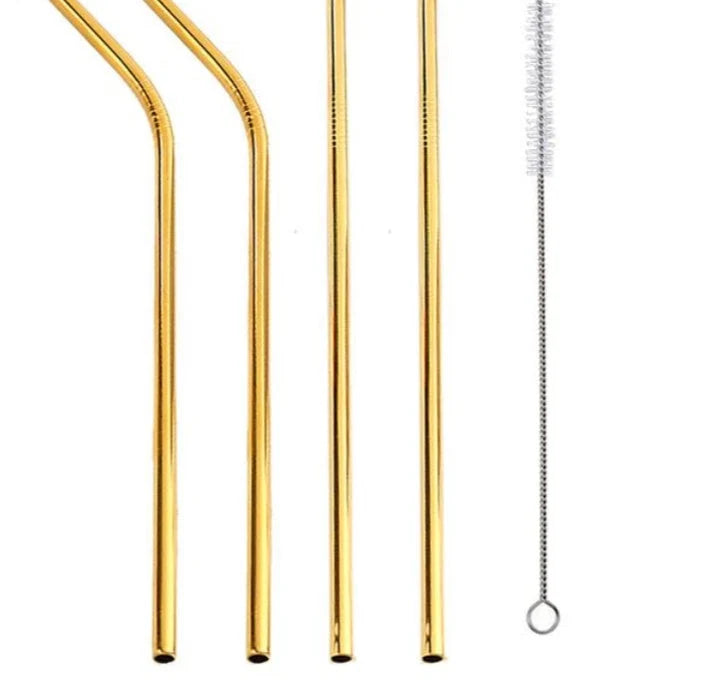 Colourful reusable stainless steel straws with threaded non-slip lines in various sizes and colours
