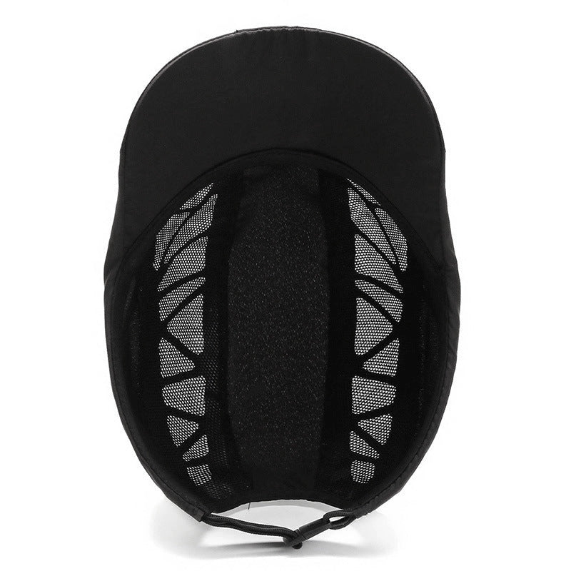 Breathable mesh beret hat in black, gray, dark gray, and navy blue with adjustable fit