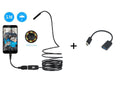 OWSOO USB endoscope with flexible cable, camera head, LED lights, hook, magnet, and mirror for phone and computer inspection.