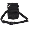 Black dog training belt bag made of Oxford cloth and polyester with adjustable waist belt