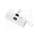 Compact digital display power bank with built-in foldable plug in five colour options.