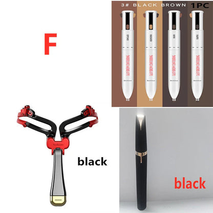 3-in-1 Foldable Adjustable Eyebrow Stencil Set with LED light for perfect brows