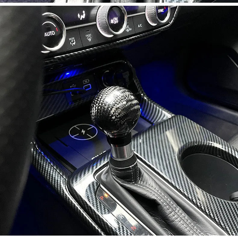 Carbon fibre automatic gear lever handle head in black for 11th generation Civic