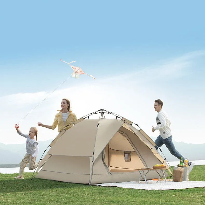 Outdoor fully automatic pop open double layer tent 230x200x145cm in classic speed open design, made of Oxford cloth with glass fibre poles