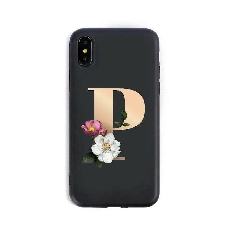 Alphabet silicone phone case showing individual letter design with TPU construction for iPhone protection