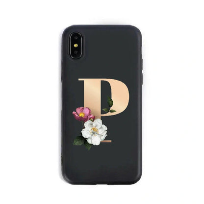 Alphabet silicone phone case showing individual letter design with TPU construction for iPhone protection