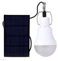 Solar panel LED bulb with warm white light for outdoor garden pathway use, compact size