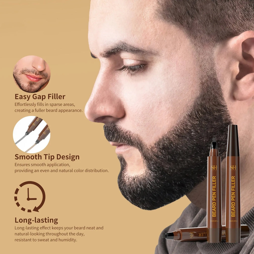 Men's beard and eyebrow filler pencil in black and dark brown colours with sweatproof waterproof properties