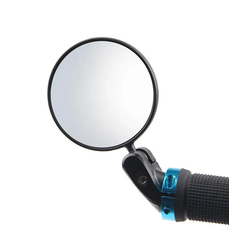 Black convex rearview mirror with 7cm diameter reflector and 14cm total length