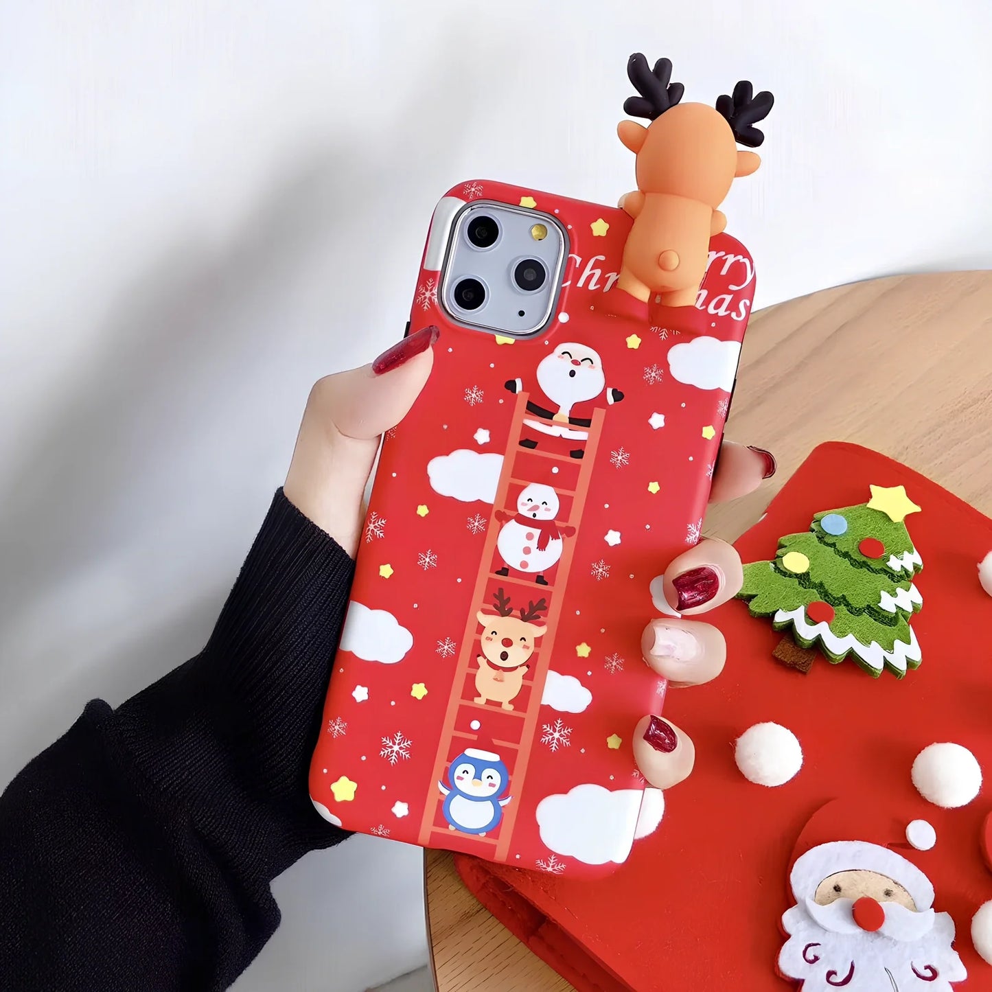 Christmas-themed silicone phone case with festive designs and 2mm protective thickness