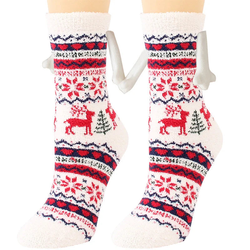 Christmas couple socks with magnetic suction feature in various animal patterns