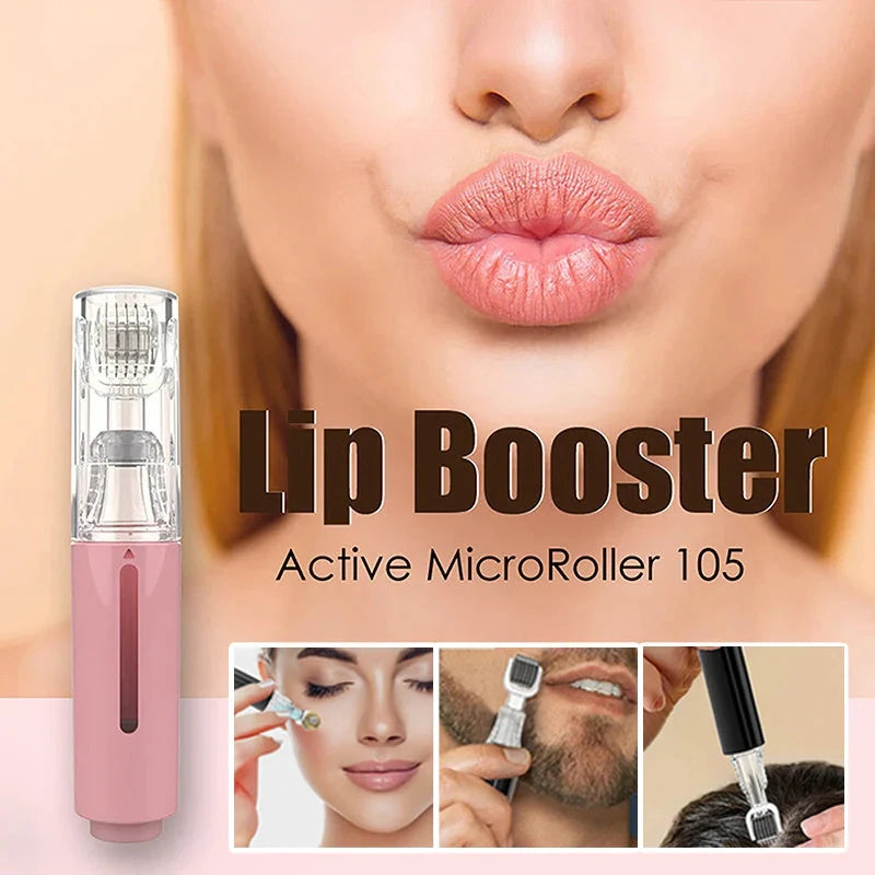 3-in-1 Lip and Beard Care Roller with microneedle technology for enhanced serum application