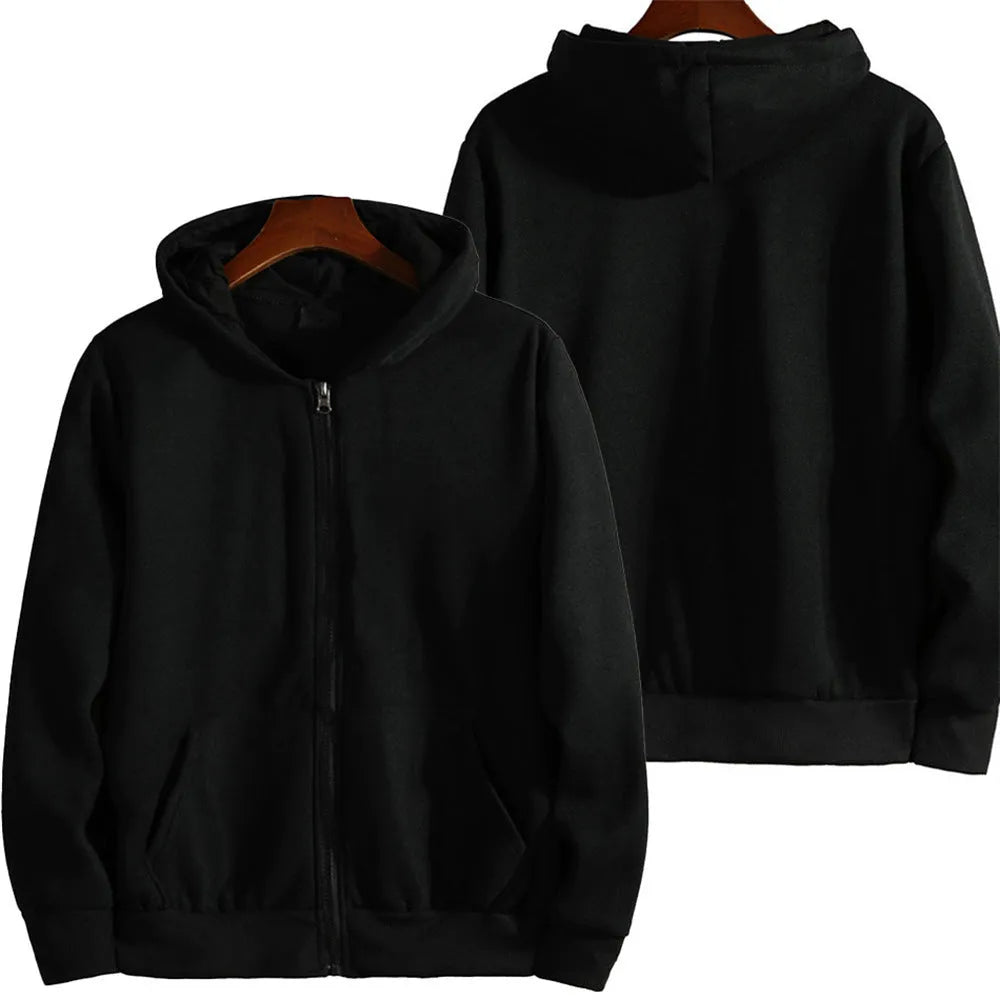 Men's solid colour loose fit sports jacket with front zipper in polyester-spandex fabric