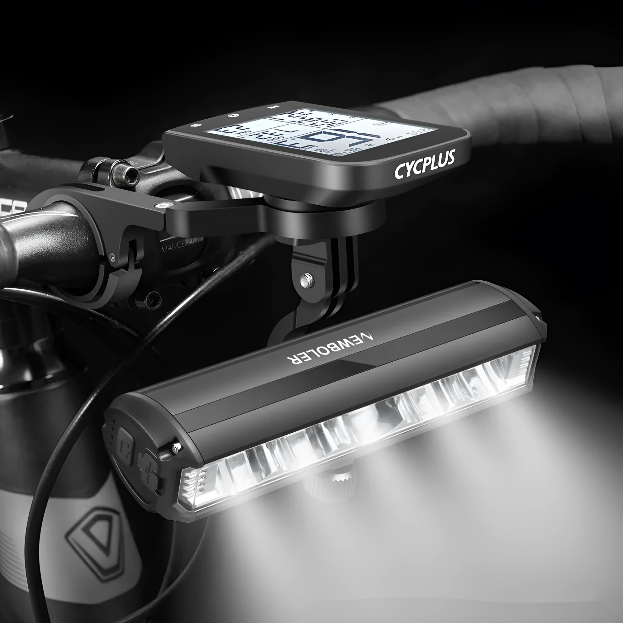 Rechargeable Baojia lifting bracket bicycle light black plastic with taillight and data cable