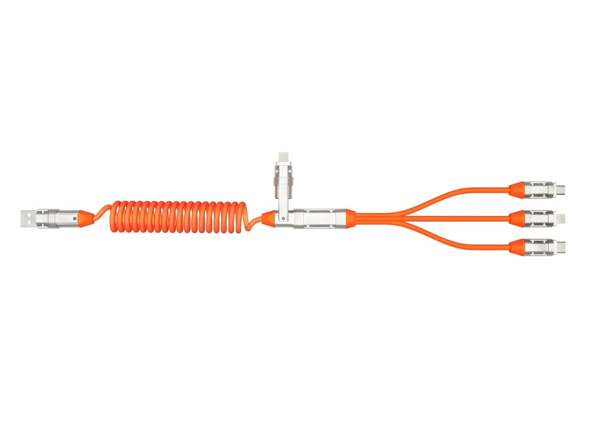240W spring telescopic fast charge data cable, 1 metre, aluminium alloy, micro usb type c, black