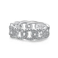 Silver punk chain ring for women in white colour, electroplated finish, size No 6