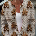 Loose-fit digital printed top with lapel collar in assorted sizes on a hanger.