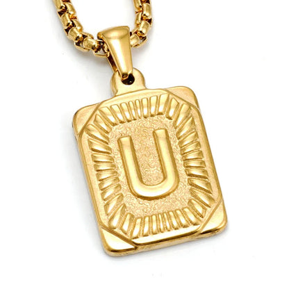 Gold-plated 18K titanium steel letter necklace with pearl chain, personalised from A to Z