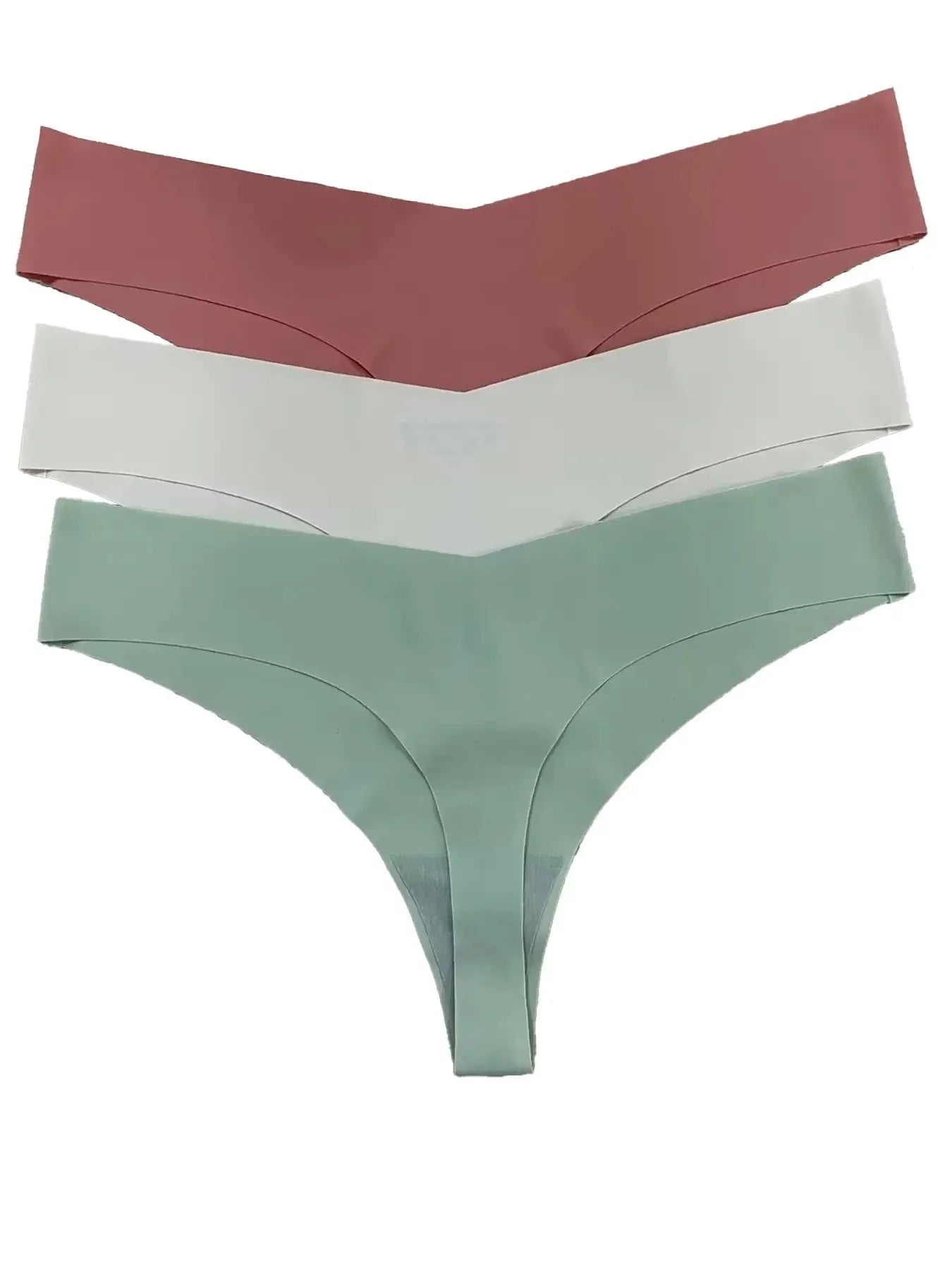 Low waist ice silk seamless underwear set in assorted colours with purified cotton crotch