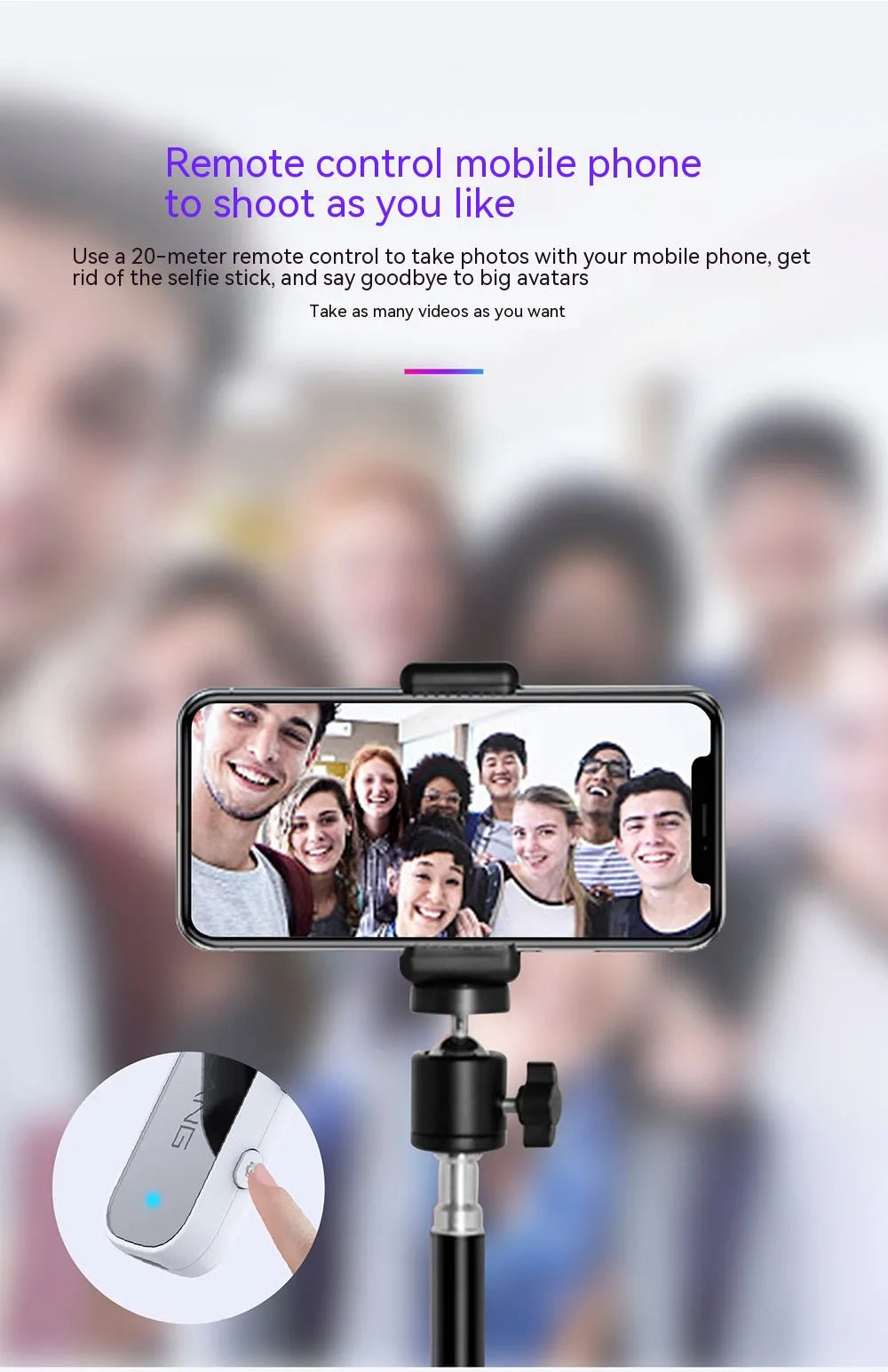 Bluetooth selfie stick with wireless adapter and aux car sound receiver in black and white ABS plastic