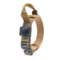 Tactical waterproof dog collar in denim style with a metal locating ring, shown in army green colour.