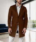 British-style medium-length slim fit men's wool winter coat in navy blue